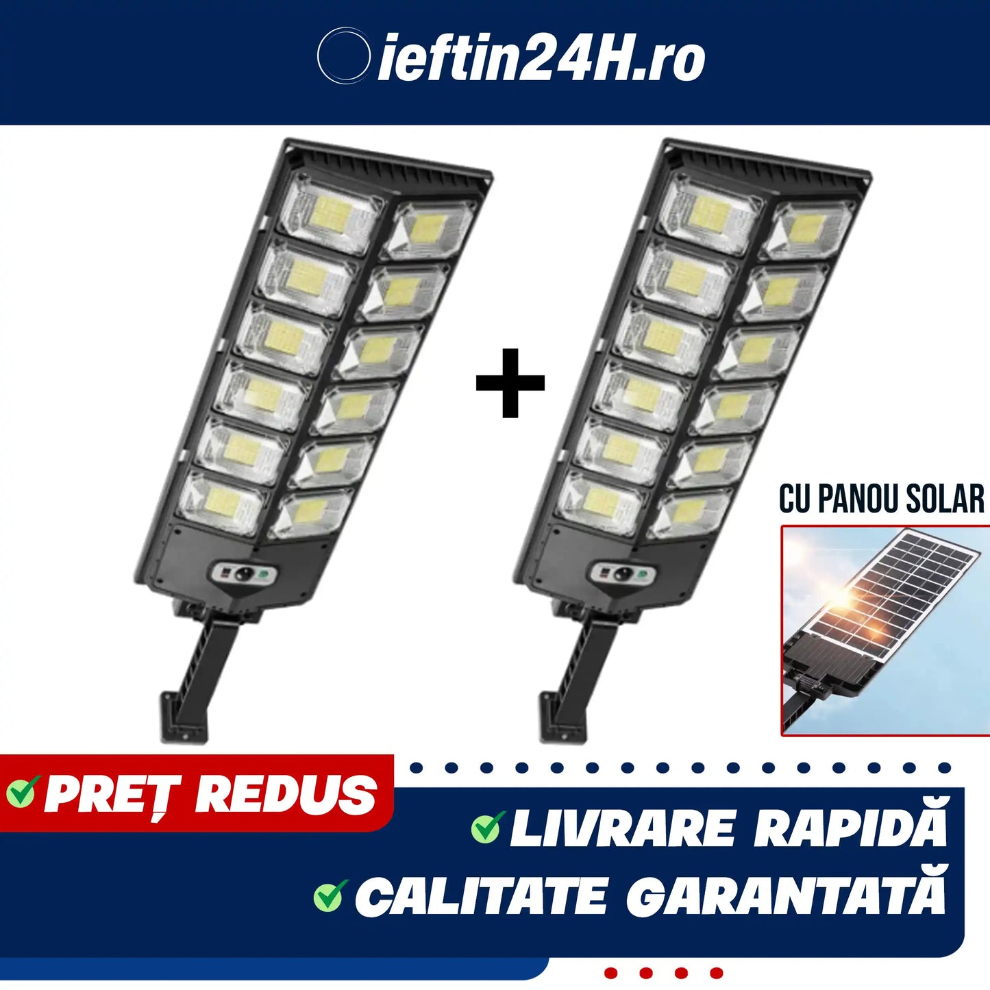 PACHET 1 + 1   Lampa solară stradală 3000W