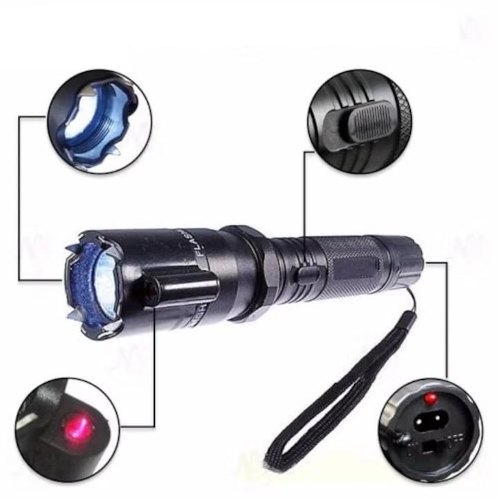 Lanternă LED reîncărcabilă, zoom reglabil și autoapărare