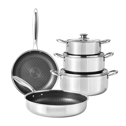 Set Oale și Tigăi 8 Piese Inox, Antiaderent, Inducție