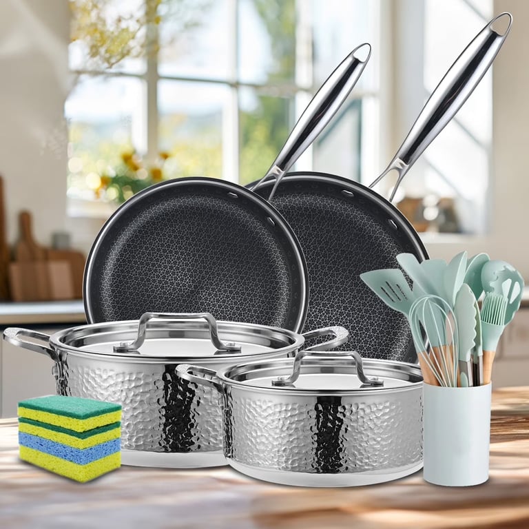 Set Oale și Tigăi 8 Piese Inox, Antiaderent, Inducție