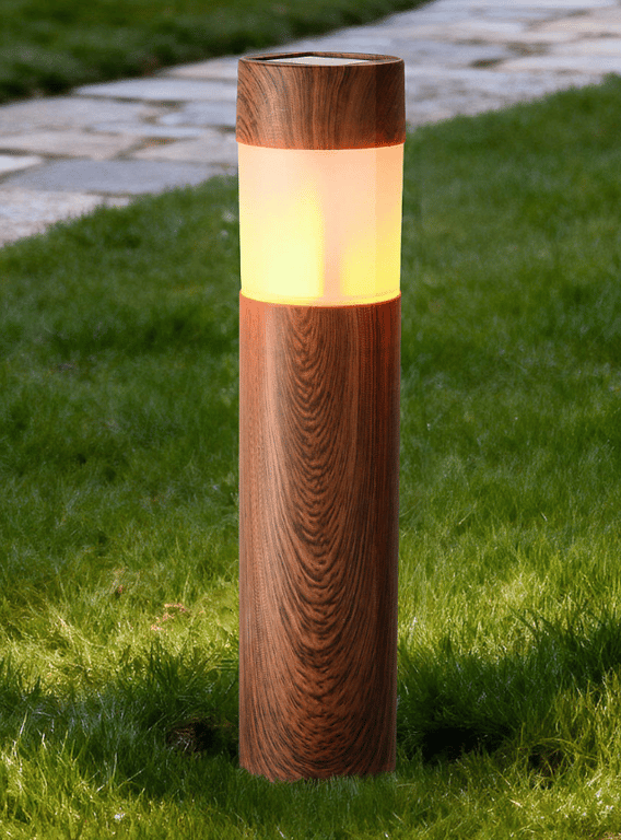 Lampă solară de grădină cu LED, IP44, stâlp lemn 38cm