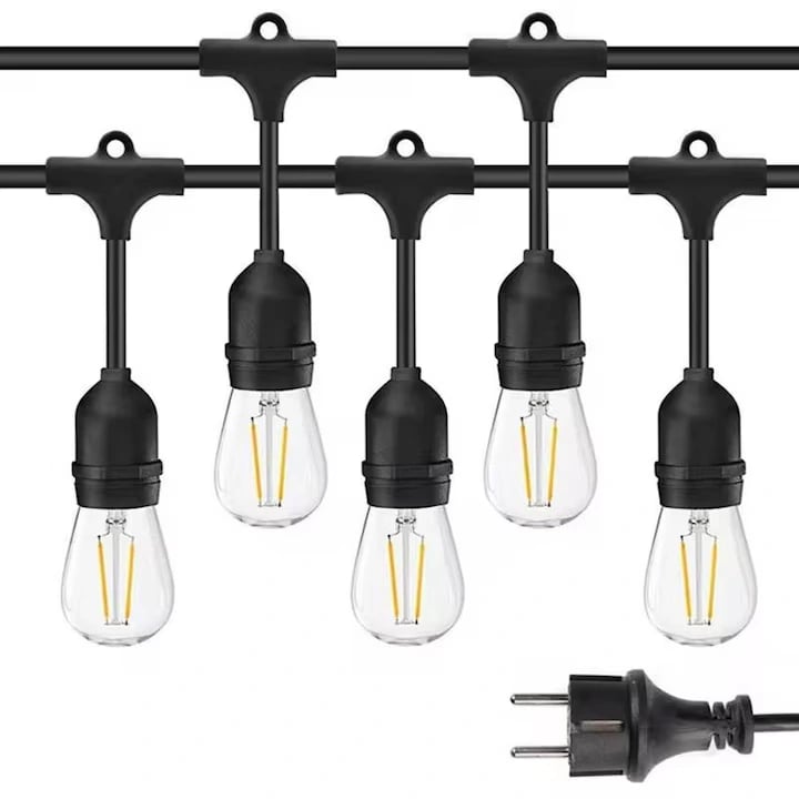 Ghirlandă LED Exterior 10m, IP65, Priză, Conectabilă