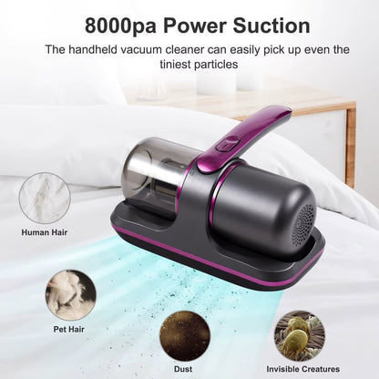 Mini aspirator de acarieni 4în1, lumină UV-C, 100W