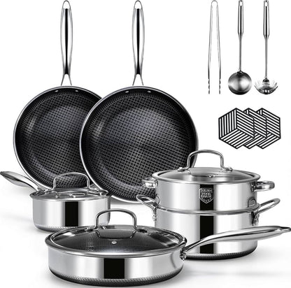 Set Oale și Tigăi 8 Piese Inox, Antiaderent, Inducție