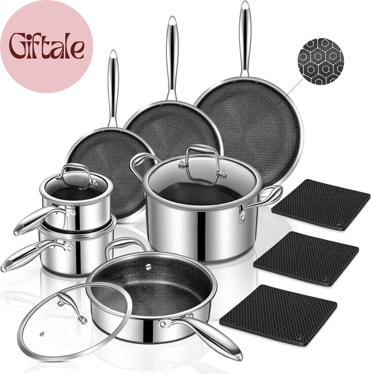 Set Oale și Tigăi 8 Piese Inox, Antiaderent, Inducție