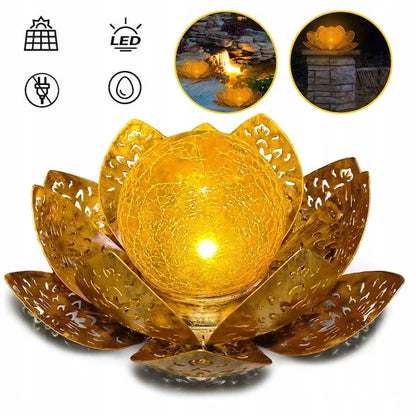 Lampă Solară LED Nufăr Auriu, Plutitoare pentru Grădină