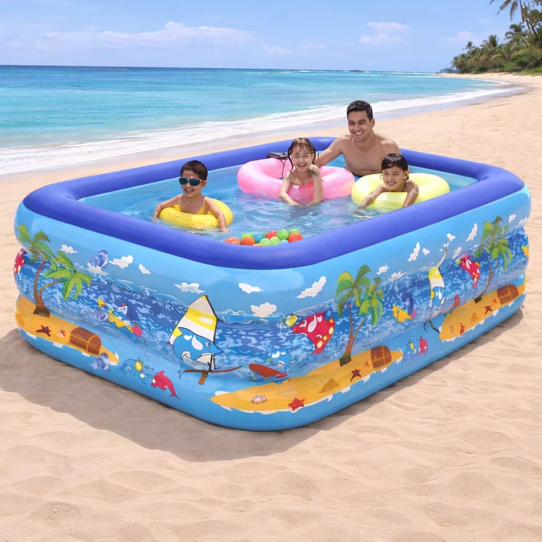 Piscină gonflabilă copii 200x120x40 cm, PVC, 2 inele