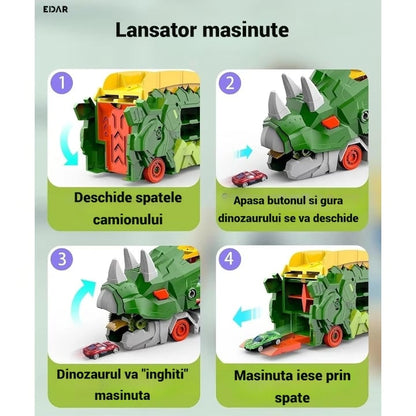 Mașină Dinozaur Triceratops Transformabilă 2în1, 63 cm
