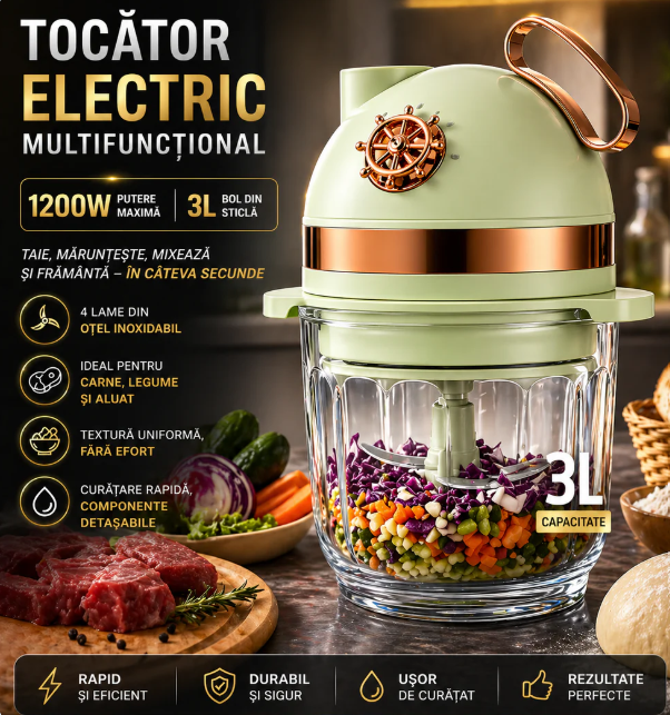 Tocător electric multifuncțional 4în1, 1200W, recipient 3L