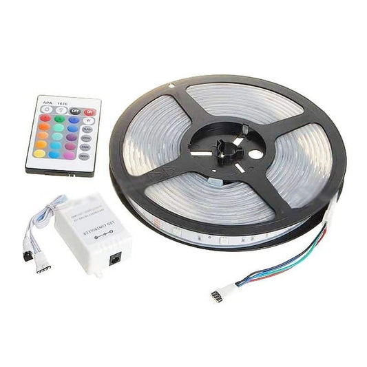Banda LED multicolor, lungime 5 metri, controller, telecomanda si sursa de curent inclusa