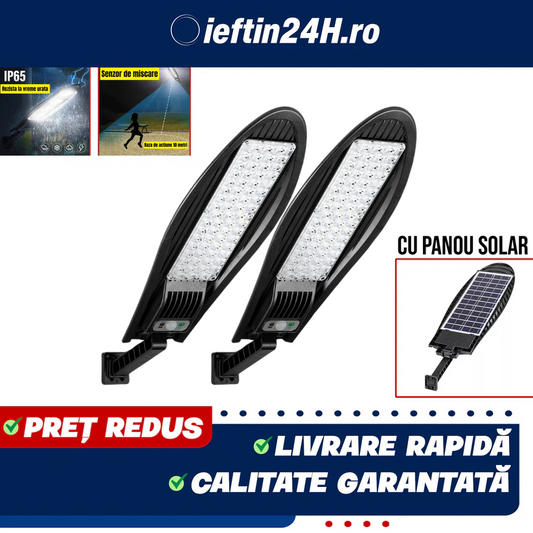 PACHET 1+1 GRATIS! LAMPA SOLARA 1200W LED SENZOR DE MISCARE
