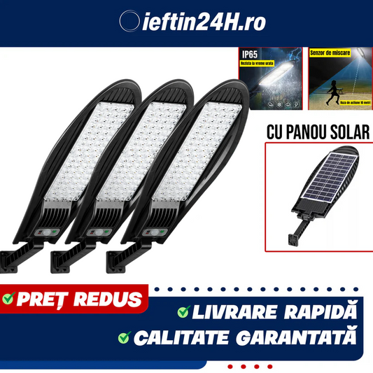 PACHET 2+1 GRATIS! LAMPA SOLARA 1200W LED SENZOR DE MISCARE